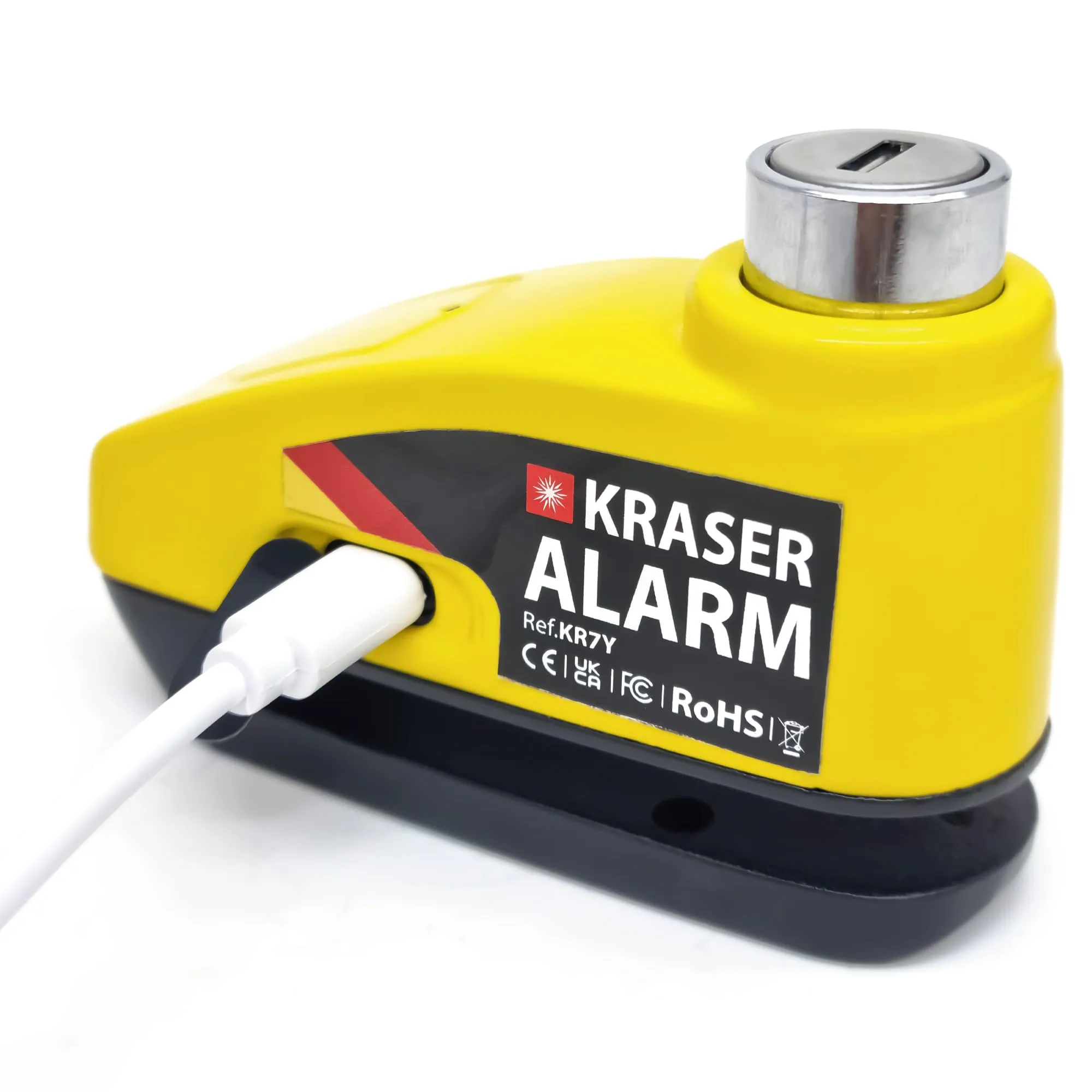 Illustration de l'article "KRASER KR7Y : test de l'antivol bloque disque alarme USB rechargeable 110dB" sur Accessoires Moto