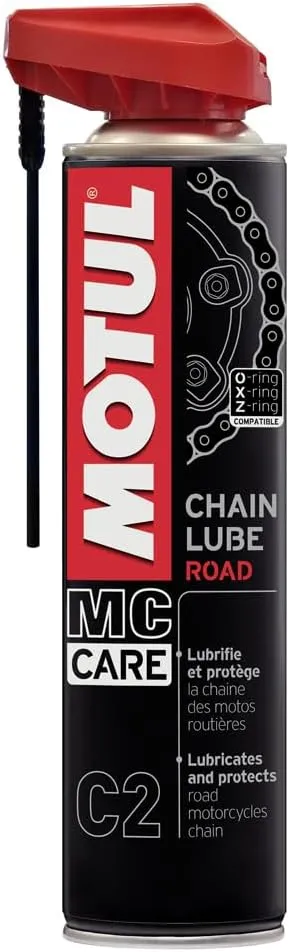 Illustration de l'article "Motul Chain Lube Road : test du lubrifiant chaîne moto le plus vendu" sur Mécanique